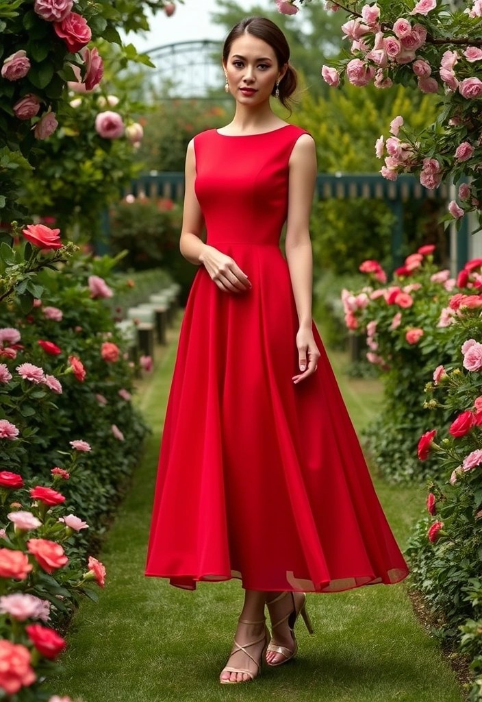 11 Flattering Cherry Red Party Dresses for Every Body Type (You’ll Be Amazed!) - 11. Timeless Tea Length