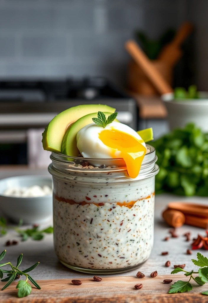 11 Overnight Oats Recipes That Are Healthy, Tasty, and Ready When You Are! - 9. Savory Overnight Oats with Avocado and Egg