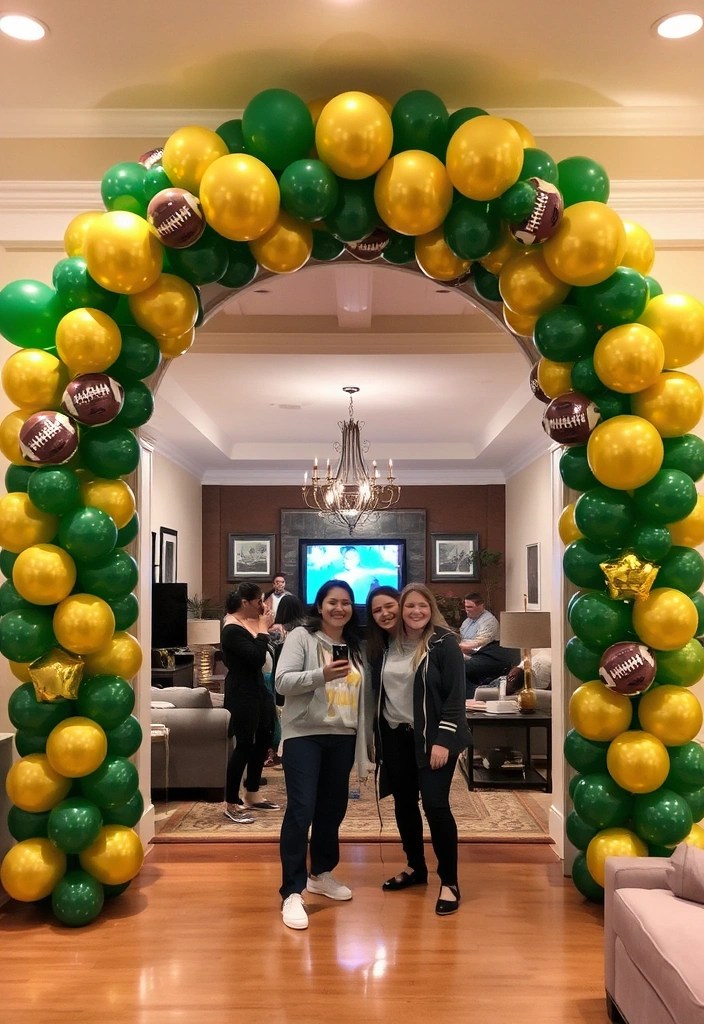 12 Creative Super Bowl Decorations to Wow Your Eagles vs Chiefs Guests (Your Party Will Be Legendary!) - 1. Team Color Balloon Arch