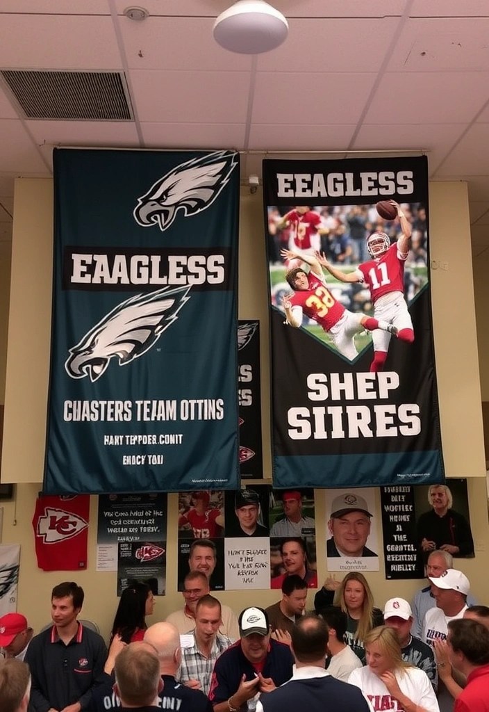 12 Creative Super Bowl Decorations to Wow Your Eagles vs Chiefs Guests (Your Party Will Be Legendary!) - 10. Personalized Team Banners
