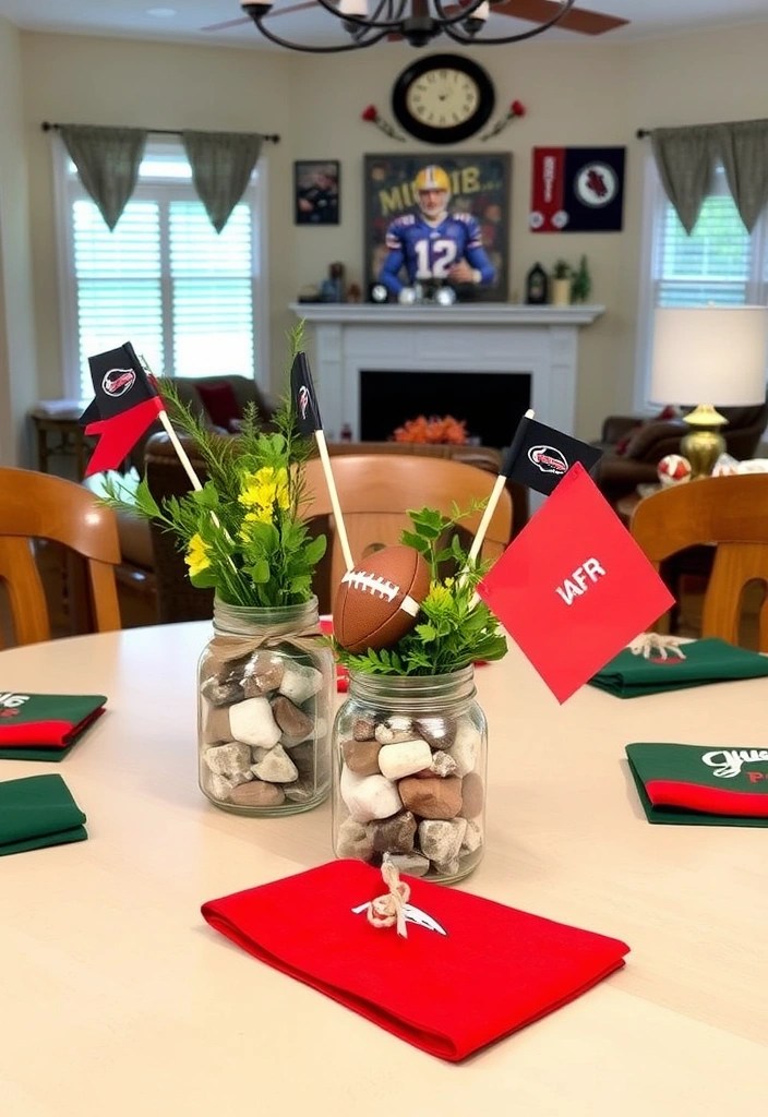 12 Creative Super Bowl Decorations to Wow Your Eagles vs Chiefs Guests (Your Party Will Be Legendary!) - 2. DIY Football Table Centerpieces