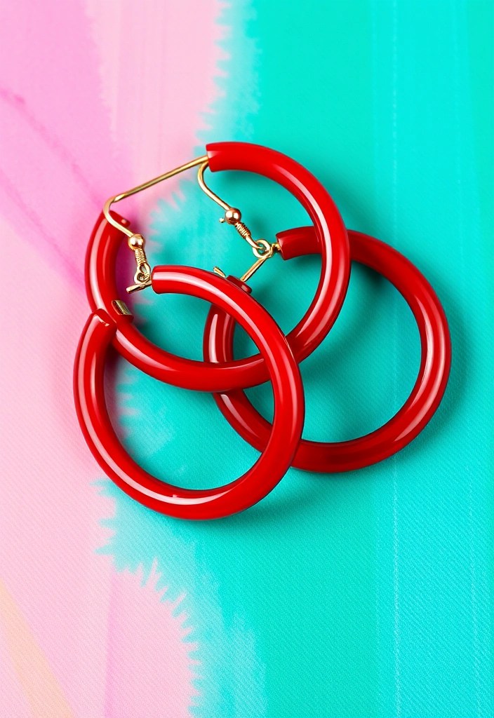 12 Stunning Cherry Red Jewelry Pieces That Will Make Heads Turn (Check Out #3!) - 8. Bold Cherry Red Hoop Earrings