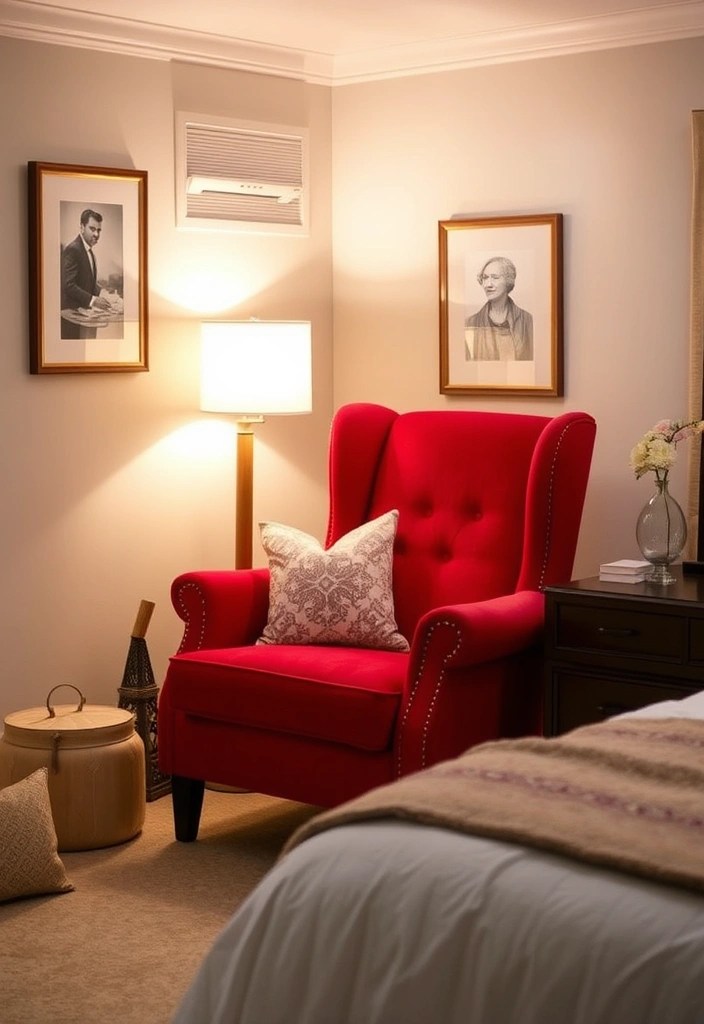 13 DIY Cherry Red Bedroom Projects That Are So Easy, You’ll Want to Start Today! - 11. Cherry Red Statement Chair