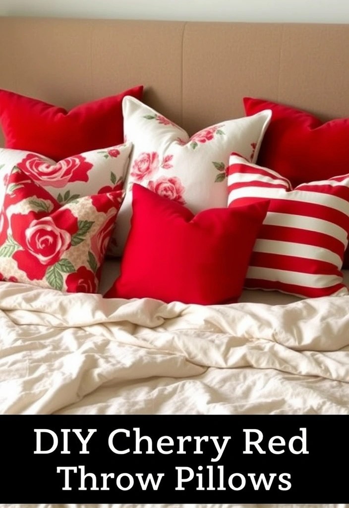 13 DIY Cherry Red Bedroom Projects That Are So Easy, You’ll Want to Start Today! - 2. DIY Cherry Red Throw Pillows