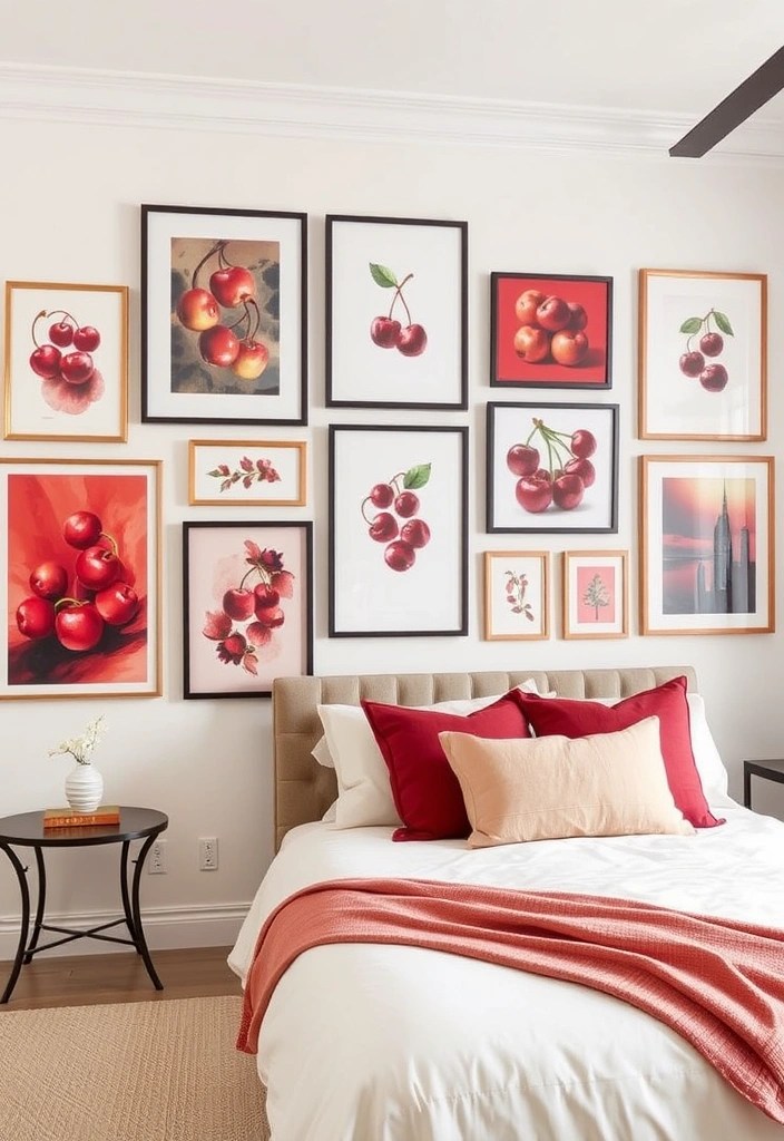 13 DIY Cherry Red Bedroom Projects That Are So Easy, You’ll Want to Start Today! - 3. Cherry Red Wall Art