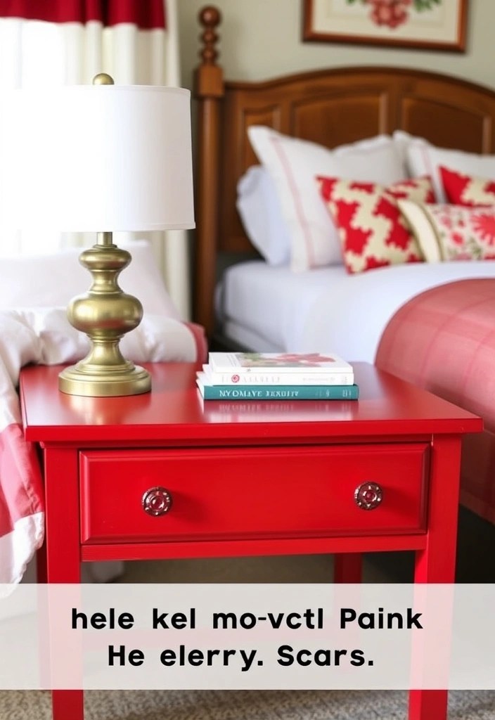 13 DIY Cherry Red Bedroom Projects That Are So Easy, You’ll Want to Start Today! - 4. Cherry Red Bedside Table Makeover