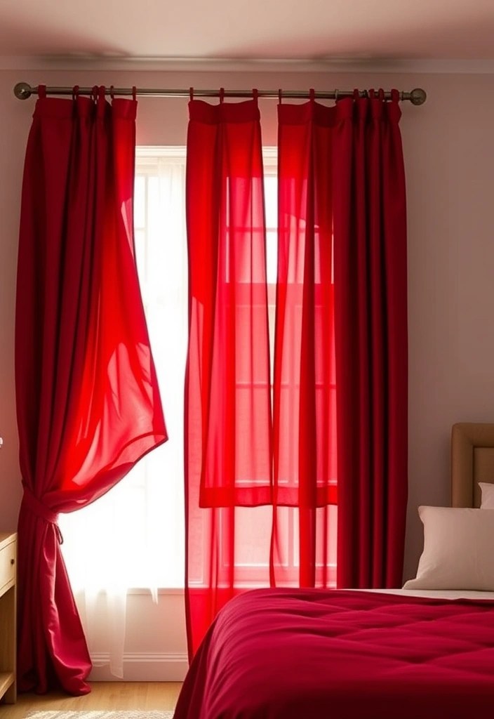 13 DIY Cherry Red Bedroom Projects That Are So Easy, You’ll Want to Start Today! - 5. DIY Cherry Red Curtains