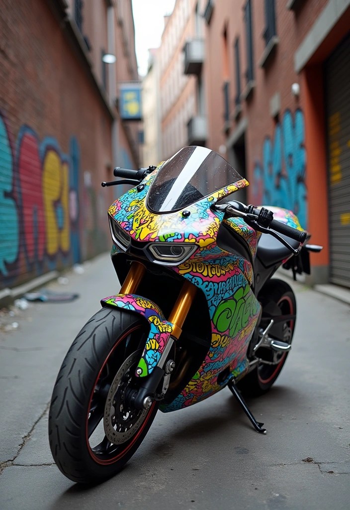 14 Custom Motorbike Tuning Designs That Will Turn Heads (Your Friends Will Be Jealous of #6!) - 4. The Bold Graffiti Ride