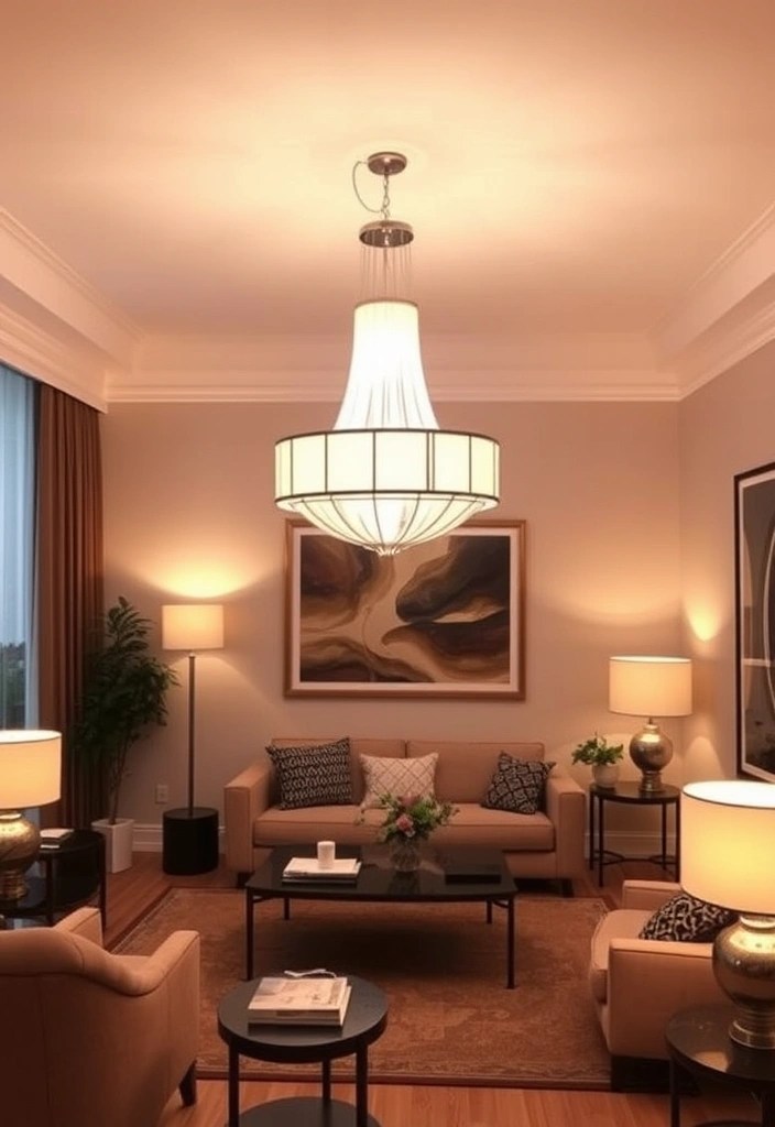 14 Small Living Room Ideas That Are Surprisingly Spacious (You’ll Love #3!) - 10. Statement Lighting