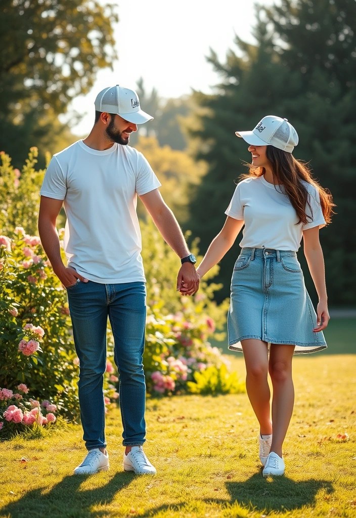 15 Adorable Matching Couples Outfits That'll Make Everyone Swoon (Wait Until You See #7!) - 1. Classic White Tee and Denim Duo