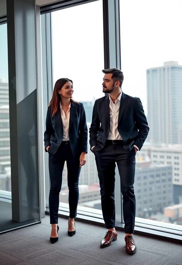 15 Adorable Matching Couples Outfits That'll Make Everyone Swoon (Wait Until You See #7!) - 11. Chic Business Casual Coordination