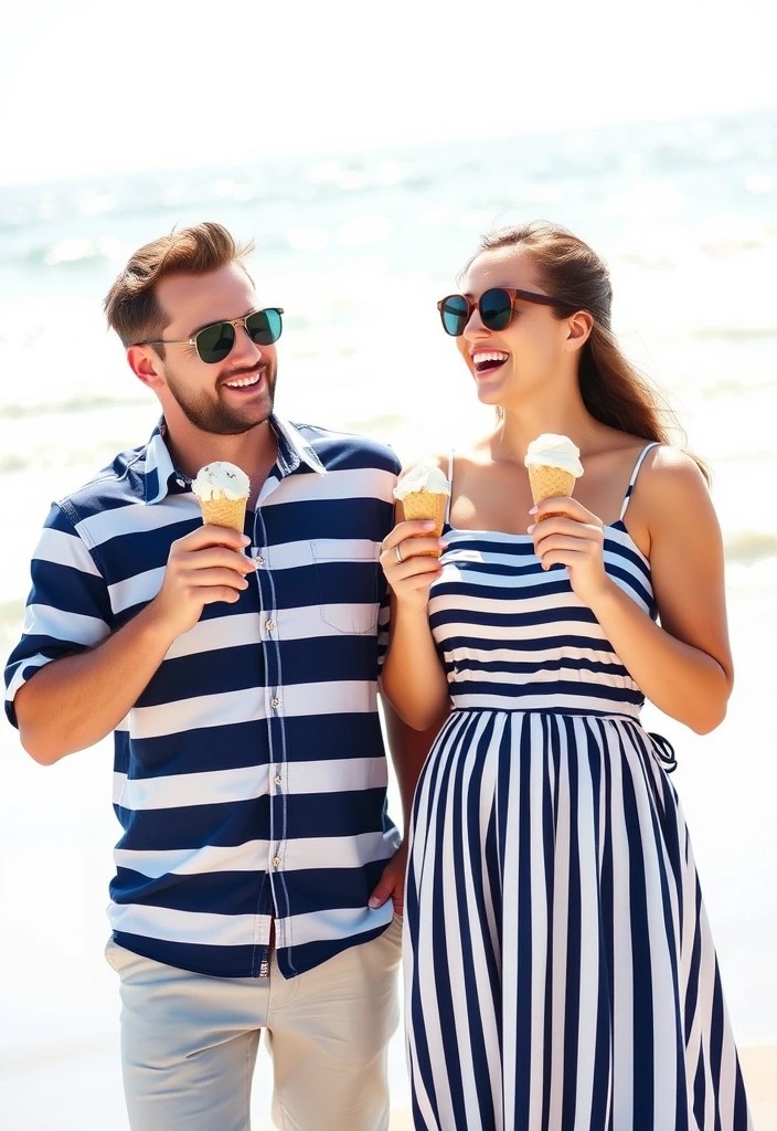 15 Adorable Matching Couples Outfits That'll Make Everyone Swoon (Wait Until You See #7!) - 2. Coordinated Striped Outfits