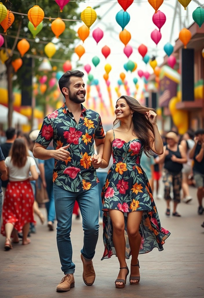 15 Adorable Matching Couples Outfits That'll Make Everyone Swoon (Wait Until You See #7!) - 5. Funky Print Matching Outfits