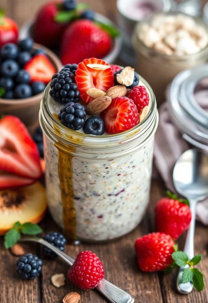 15 Healthy Vegan Breakfasts You Can Prep in 10 Minutes (Say Goodbye to Boring Mornings!) - 1. Overnight Oats with Almonds and Berries