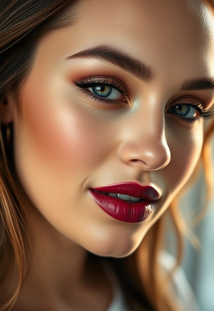 15 Stunning Makeup Looks for Dark Skin That Will Turn Heads (You Won't Believe #7!) - 12. Deep Berry Lips with Minimal Eye Makeup