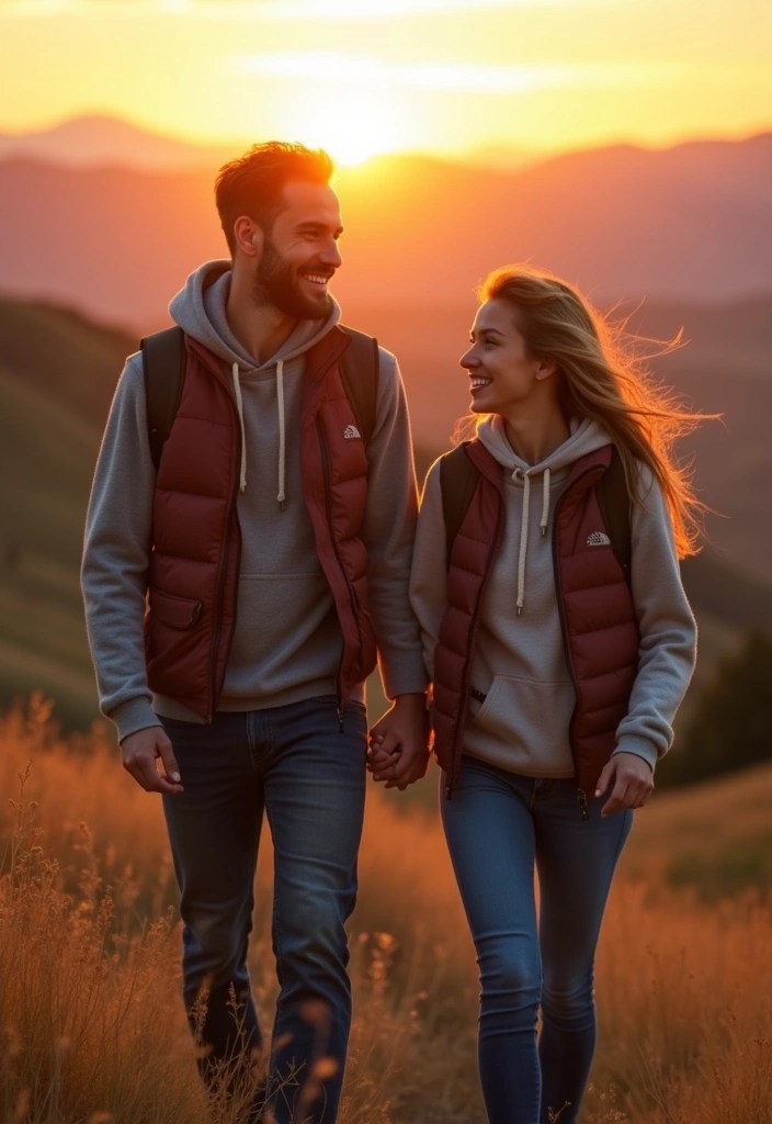 15 Travel-Ready Matching Couples Outfits You’ll Both Love (Pack #6 for Your Next Trip!) - 13. Layered Looks for Transitional Weather