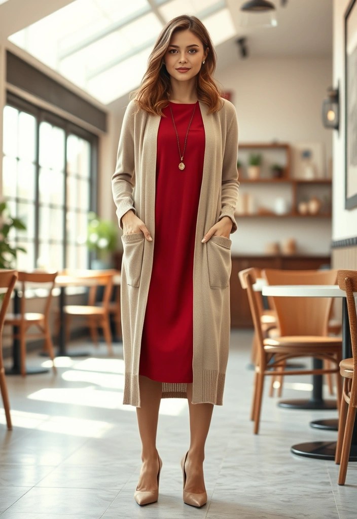 17 Stylish Ways to Mix and Match Your Cherry Red Outfits (Don't Miss #9!) - 2. Layer with Neutrals