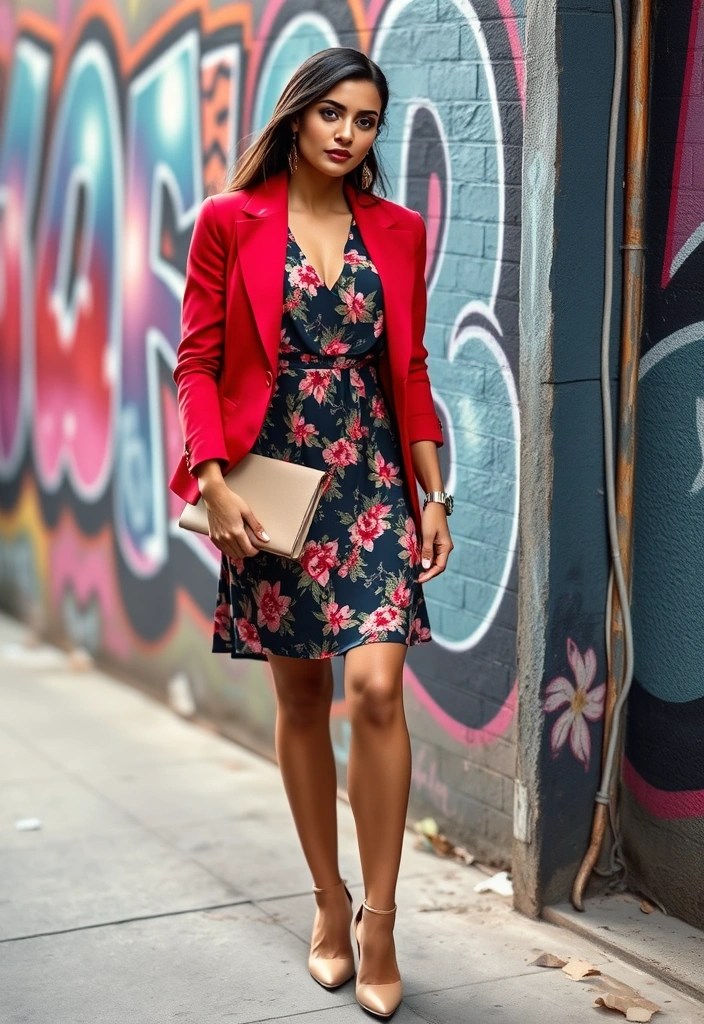17 Stylish Ways to Mix and Match Your Cherry Red Outfits (Don't Miss #9!) - 4. Contrast with Bold Patterns