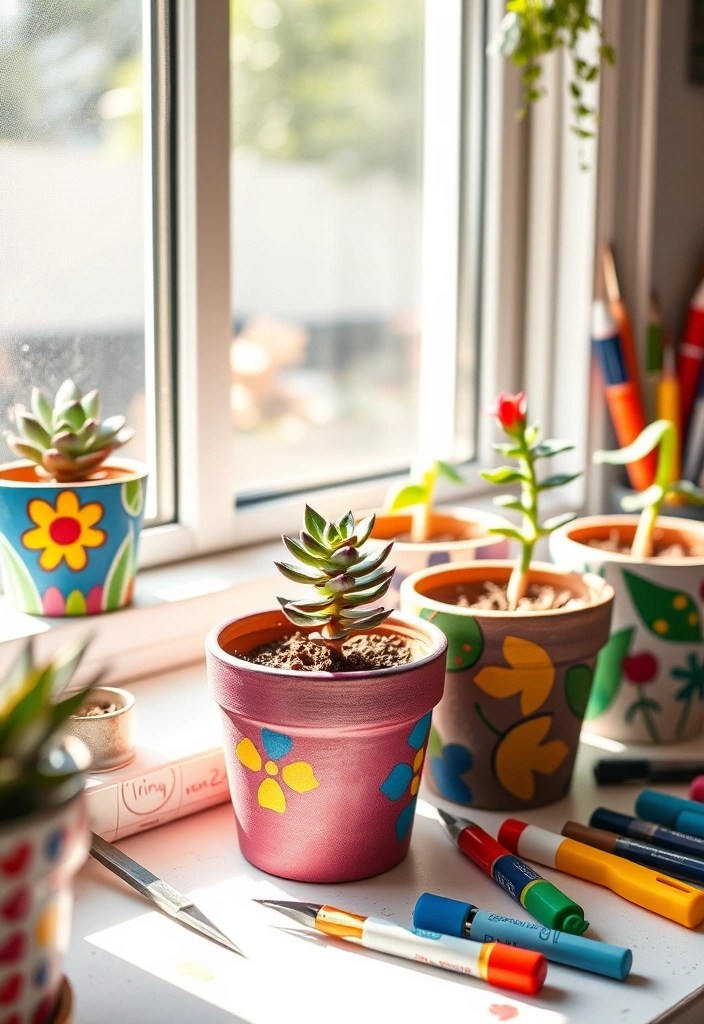 20 DIY Valentine Gifts That Are Uniquely Yours (And Super Easy to Make!) - 5. Hand-painted Flower Pots