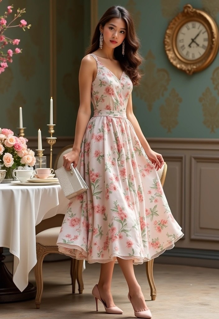 20 Rococo Inspired Outfits That Will Turn Heads (You’ll Want #7!) - 8. Elegant Tea-Length Dress
