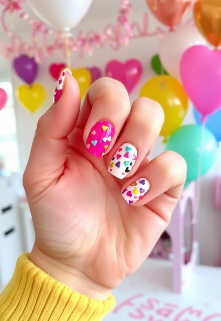20 Stunning Valentine's Day Nail Designs That Will Make Your Heart Skip a Beat! - 10. Heart Confetti