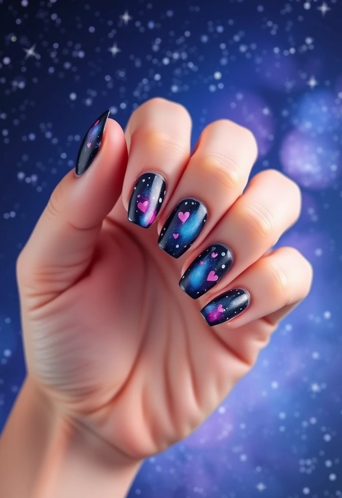 20 Stunning Valentine's Day Nail Designs That Will Make Your Heart Skip a Beat! - 14. Galaxy of Love
