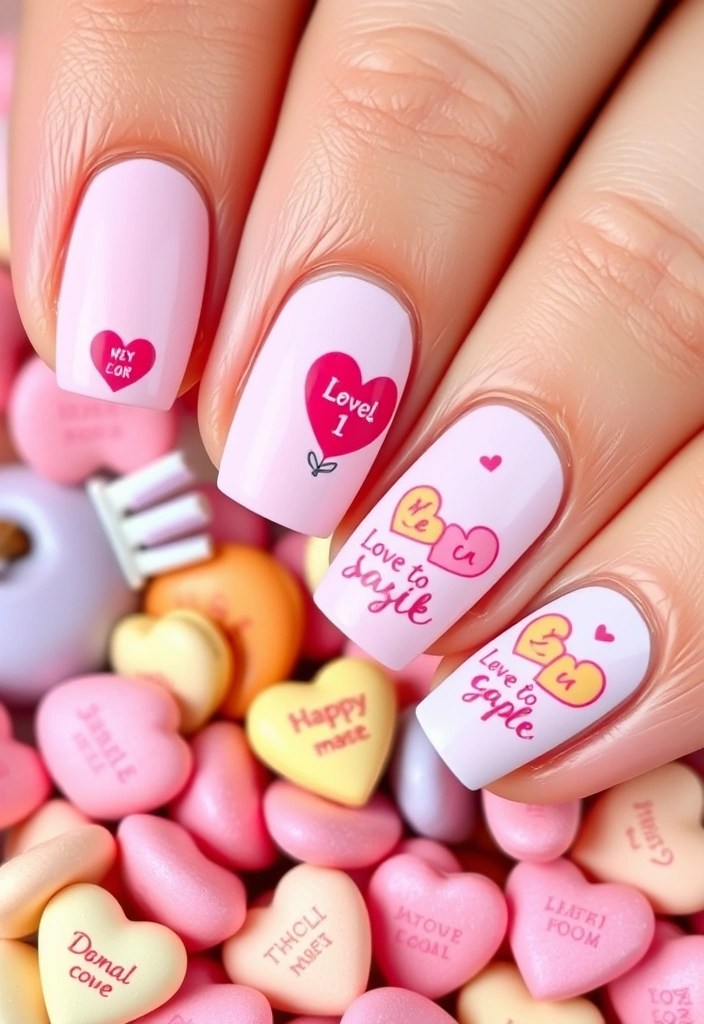 20 Stunning Valentine's Day Nail Designs That Will Make Your Heart Skip a Beat! - 6. Candy Hearts