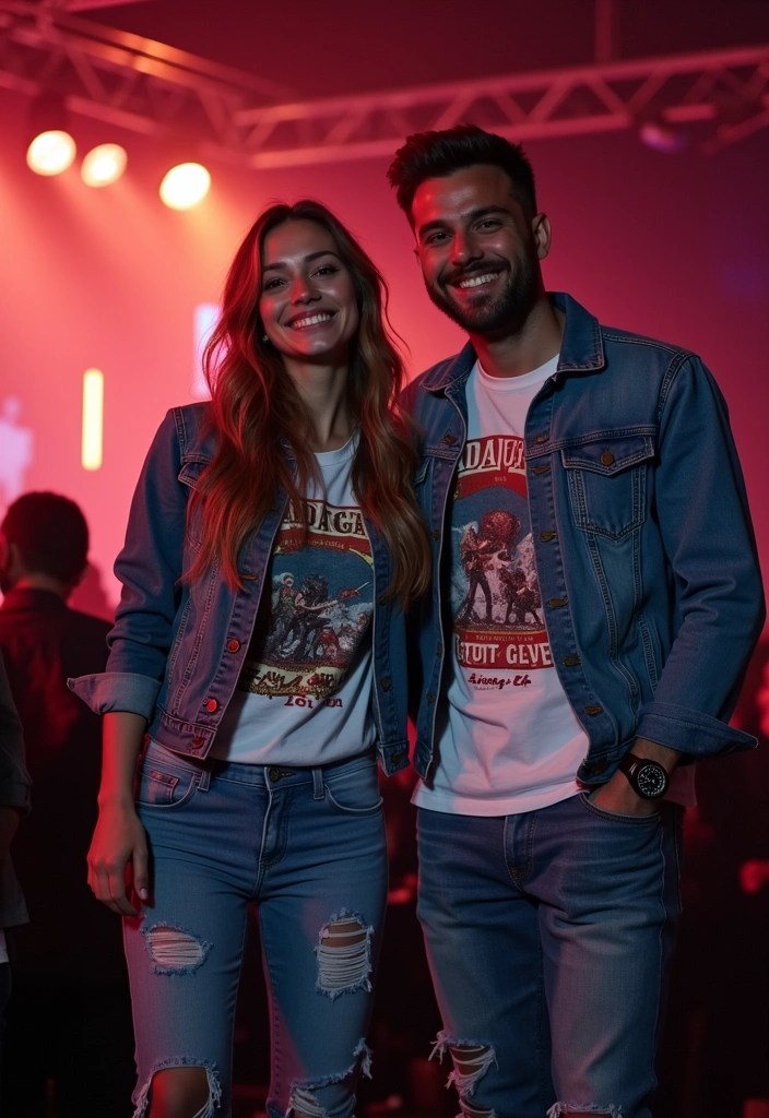 21 Date Night Coordinated Outfits for Couples That Will Leave You Both Feeling Fabulous! - 15. Edgy Graphic Styles