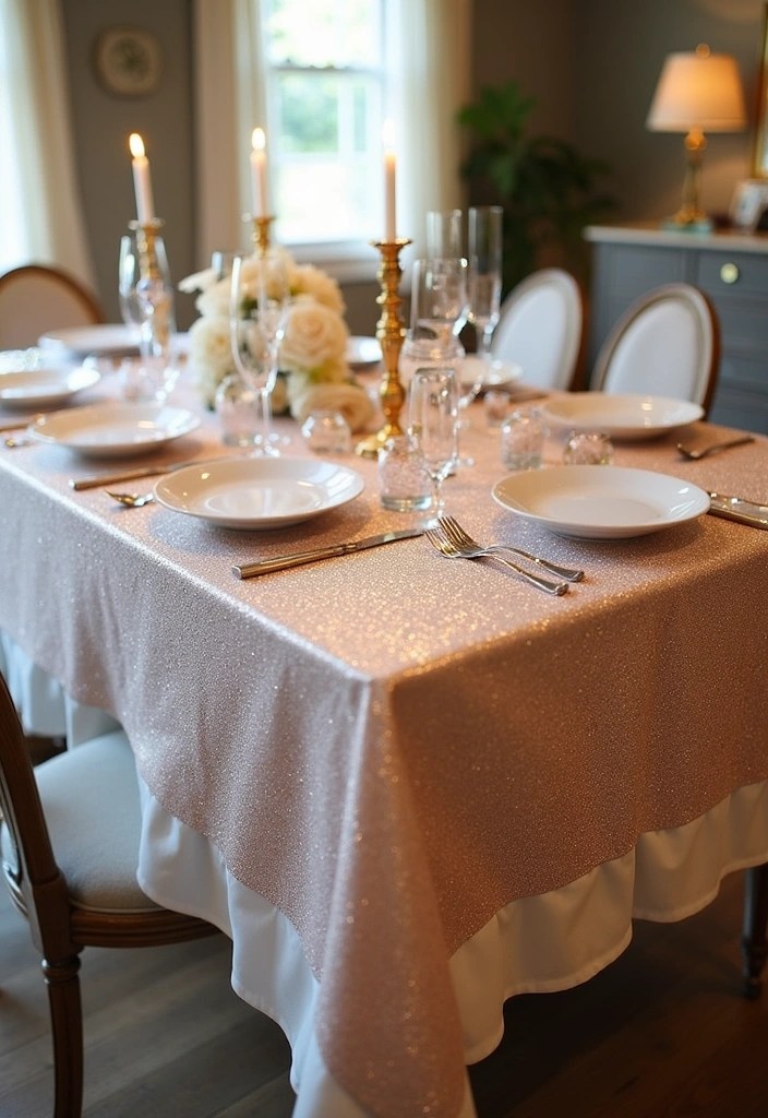 21 Stunning DIY Prom Decor Ideas That Won't Break the Bank (#10 Is a Showstopper!) - 18. DIY Glitter Tablecloths