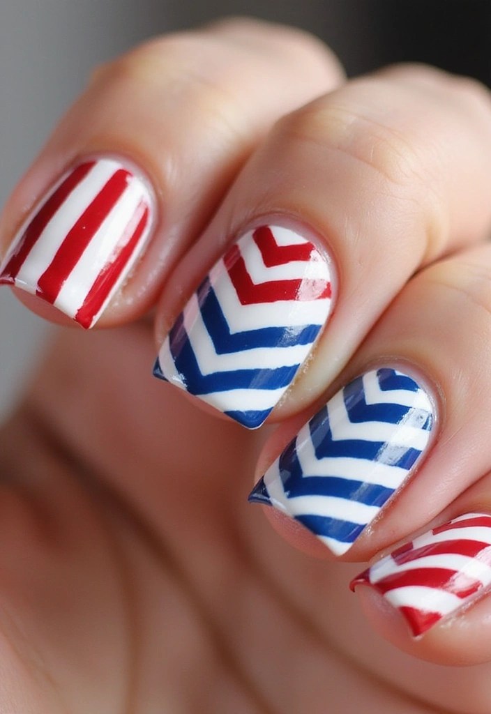 25 Creative Patriotic Nail Art Ideas That Will Make You Shine This Independence Day! - 1. Classic Red, White, and Blue Stripes