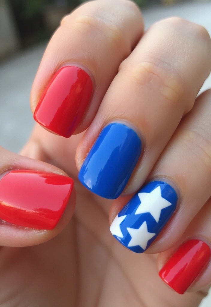 25 Creative Patriotic Nail Art Ideas That Will Make You Shine This Independence Day! - 14. Bold and Bright Stars
