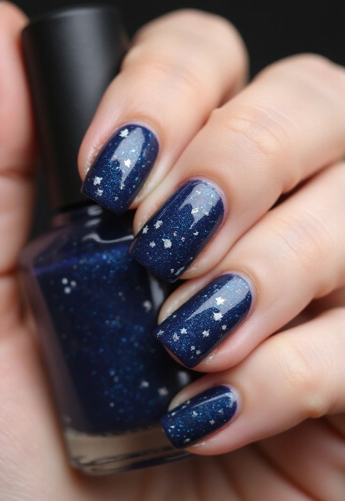 25 Creative Patriotic Nail Art Ideas That Will Make You Shine This Independence Day! - 2. Starry Night Sky