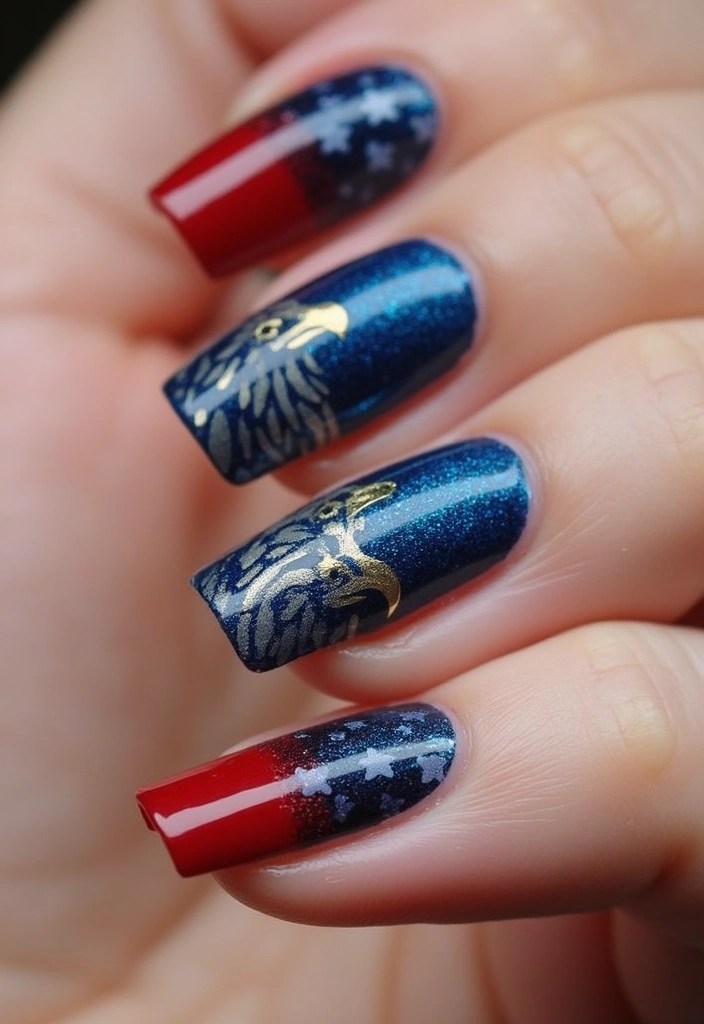 25 Creative Patriotic Nail Art Ideas That Will Make You Shine This Independence Day! - 24. Iconic Eagle Design