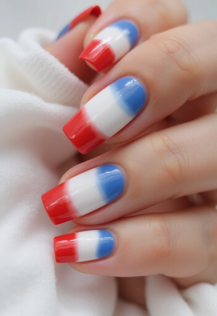 25 Creative Patriotic Nail Art Ideas That Will Make You Shine This Independence Day! - 4. Patriotic Gradient