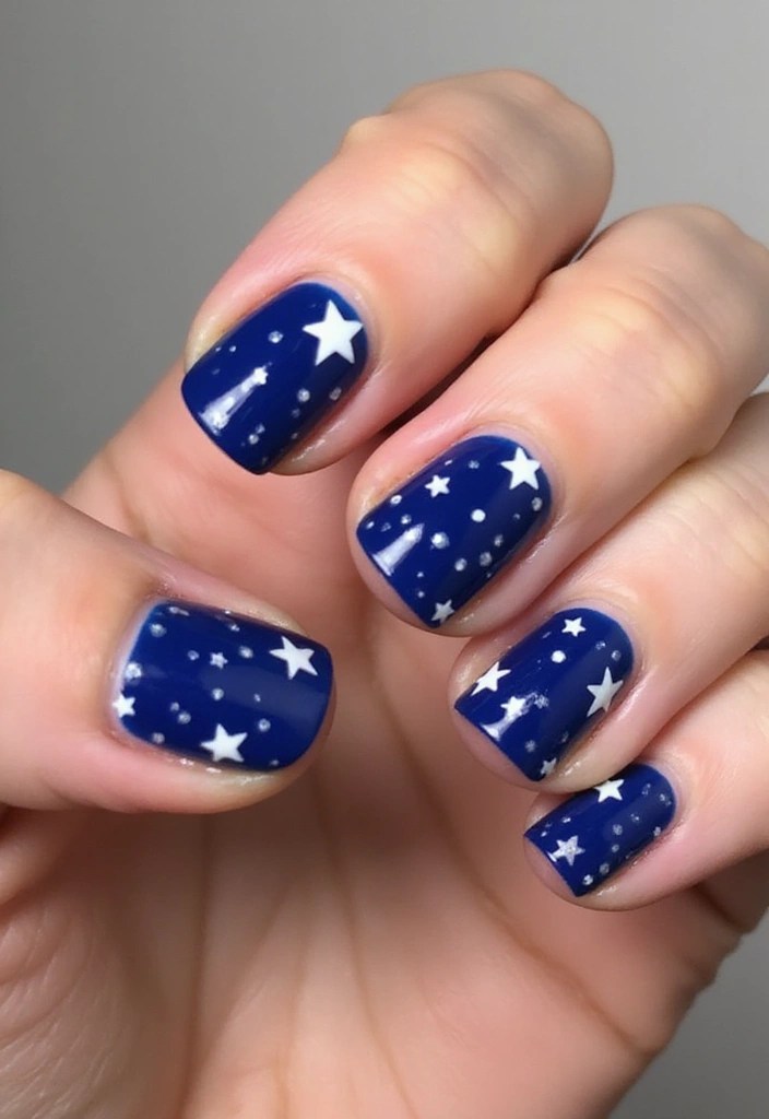 25 Creative Patriotic Nail Art Ideas That Will Make You Shine This Independence Day! - 8. Stars on a Blue Field