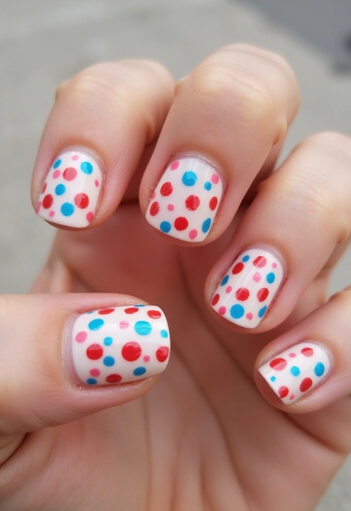 25 Creative Patriotic Nail Art Ideas That Will Make You Shine This Independence Day! - 9. Red and Blue Dots