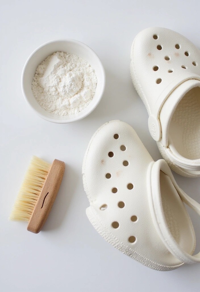 5 Simple Cleaning Hacks to Revive Your Old Crocs (They’ll Look Brand New!) - 1. Baking Soda and Vinegar for Stubborn Stains